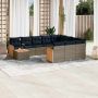 11 dalių sodo sofų komplektas su pagalvėlėmis, pilkas, poliratanas