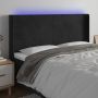 Galvūgalis su LED, juodos spalvos, 183x16x118/128cm, aksomas