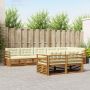 Lauko sofos komplektas su pagalve 8 pcs Natūralus ir grietinėlė