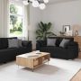 Sofa 3 pcs Juoda 219 x 80 x 82 cm Lino mišinio audinys