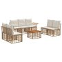 Lauko sofos komplektas 8 pcs Natūralus ir grietinėlės baltas