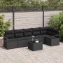 Sofos komplektas su pagalve 7 pcs Juoda poliratanas