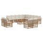 Lauko sofos komplektas 14 pcs Natūralus ir grietinėlės baltas