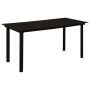 Sodo valgomojo stalas, juodas, 150x80x74cm, plienas ir stiklas