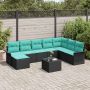 Sodo Sofų Rinkinys su pagalve 9 pcs Juoda poliratanas