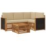 Lauko sofos komplektas 5 pcs Natūralus ir bežinis