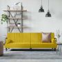 Sofa-lova su porankiais, geltonos spalvos, aksomas
