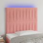 Galvūgalis su LED, rožinės spalvos, 80x5x118/128cm, aksomas