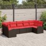 Sodo Sofų Rinkinys su pagalve 7 pcs Ruda Poli ratanas