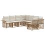 Lauko sofos komplektas 8 pcs Natūralus ir grietinėlės baltas