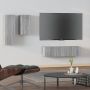 TV spintelių komplektas, 4 dalių, pilkas ąžuolo, mediena