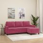 Trivietė sofa su pakoja, raudonojo vyno spalvos, 180cm, aksomas