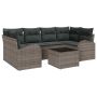 Sodo Sofų Rinkinys 7 pcs Pilka Poli ratanas, plienas ir stiklas