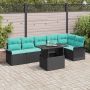 Sodo Sofų Rinkinys su pagalve 7 pcs Juoda Poli ratanas