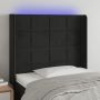 Galvūgalis su LED, juodos spalvos, 93x16x118/128cm, aksomas