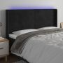 Galvūgalis su LED, juodos spalvos, 183x16x118/128cm, aksomas