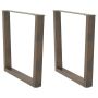 Valgomojo stalo kojelės, V formos, 2 vnt., natūralus plienas, 80x(72-73,3) cm, plienas