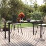 Sodo valgomojo stalas, juodas, 160x80x74cm, plienas ir stiklas