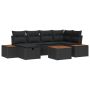 Sodo Sofų Rinkinys su pagalve 7 pcs Juoda poliratanas