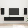 TV spintelių komplektas 5 pcs Juoda Apdirbta mediena