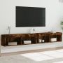 TV spintelės su LED, 2vnt., dūminio ąžuolo, 100x30x30cm