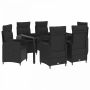 Lauko valgomojo komplektas 7 pcs Juoda 150 x 90 x 75 cm