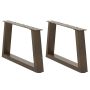 Kavos staliuko kojelės, V formos, 2 vnt., natūralus plienas, 50x(30-31,3) cm, plienas
