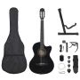 Gitaros rinkinys su ekvalaizeriu, 12 dalių, juodas, 6 stygos