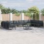 Sodo Sofų Rinkinys su pagalve 11 pcs Juoda Plienas