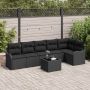Sodo Sofų Rinkinys 7 pcs Juoda poliratanas
