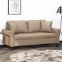 Dvivietė sofa su pagalvėlėmis, kapučino, 140cm, dirbtinė oda
