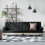 Sofa-lova su porankiais, juodos spalvos, audinys
