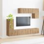 TV spintelių komplektas 5 pcs Juoda Apdirbta mediena