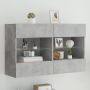 Sieninė TV spintelė su LED lemputėmis, betono, 98,5x30x60,5cm