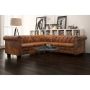 Chesterfield penkiavietė kampinė sofa, dirbtinė oda, ruda