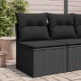 Sodo sofa be porankių su pagalvėlėmis, juoda, polirotangas