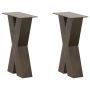 Kavos staliuko kojelės, X formos, 2 vnt., natūralus plienas, 38x(42-43) cm, plienas