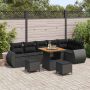 Sodo Sofų Rinkinys su pagalve 9 pcs Juoda Poli ratanas