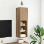 TV spintelė su LED lemputėmis, ruda ąžuolo, 30,5x30x102cm