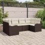 Sodo Sofų Rinkinys su pagalve 6 pcs Ruda Poli ratanas