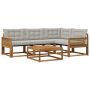 Lauko sofos komplektas 5 pcs Natūrali ir šviesiai pilka