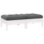 Dvivietė sodo sofa su pagalvėlėmis, balta, pušies masyvas