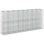 Gabioninė pakelta lova 4 pcs Sidabro 330 x 50 x 150 cm