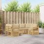 Lauko sofos komplektas 5 pcs Balta ir Bežė 245 x 128,5 x 73 cm