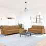 Sofos komplektas su pagalvėlėmis, 3 dalių, rudas, aksomas
