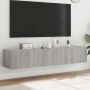 Sieninės TV spintelės su LED, 2vnt., pilkos ąžuolo, 80x35x31cm