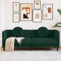 Trivietė sofa su pagalvėlėmis, tamsiai žalios spalvos, aksomas