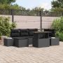 Sodo Sofų Rinkinys su saugykla 7 pcs Juoda Poli ratanas