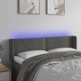 Galvūgalis su LED, tamsiai pilkas, 147x16x78/88cm, aksomas