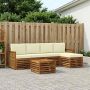 Lauko sofos komplektas su pagalve 6 pcs Natūralus ir grietinėlė
